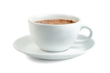 hot chocolate with coffee cup  isolated on white background ,include clipping path