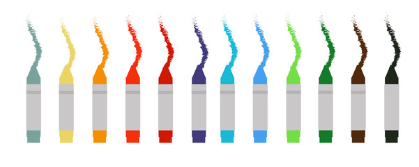 Set of wax crayons Vector Illustration