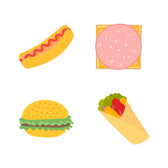 Fast food vector icon set isolated for poster, menu, web