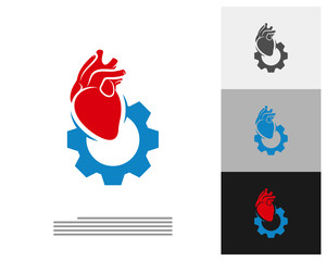 Heart Gear logo vector template, Creative Human Heart logo design concepts
