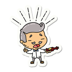 sticker of tattoo style man serving wine