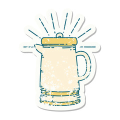 grunge sticker of tattoo style coffee pot