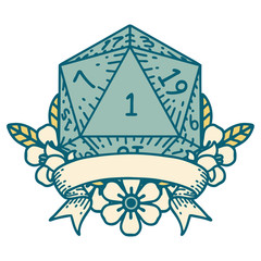 natural one d20 dice roll illustration