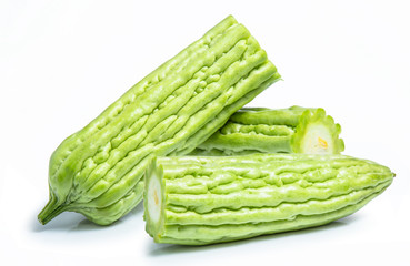 Bitter melon gourd vegetable isolated on white background