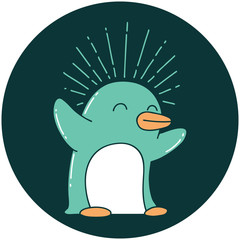 icon of tattoo style happy penguin