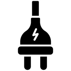 Electrical Current Plug with Wire Vector Icon design, male plug adapter on white background glyph 