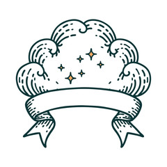 tattoo with banner of a cloud