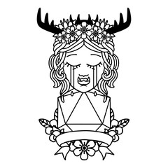 crying orc druid character with natural one roll illustration