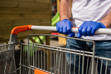 disinfection shopping trolley - shopping during a pandemic - coronavirus-covid 19 
