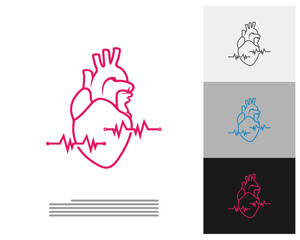 Heart Pulse logo vector template, Creative Human Heart logo design concepts
