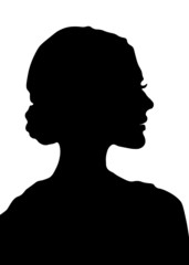 woman profile, black, white woman, silhouette,