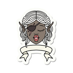 elf rogue character face with banner sticker