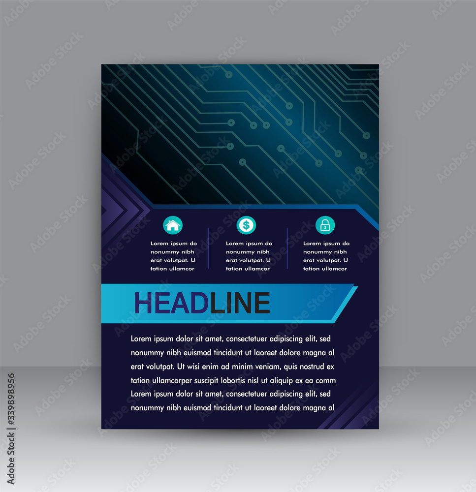 Fototapete modern circuit text box template for website computer graphic technology, banner infographics, time 