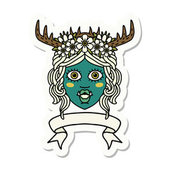 orc druid character face with banner sticker