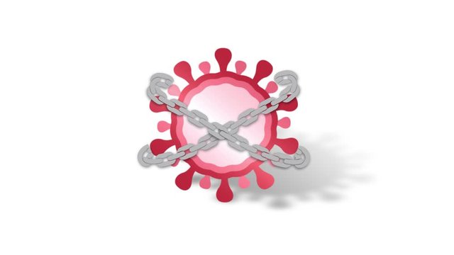 Coronavirus with a chain and padlock - containment of the virus (with alpha channel - transparent background)