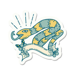 sticker of tattoo style hissing snake