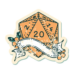 natural twenty D20 dice roll illustration