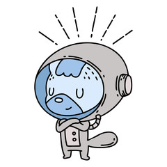 traditional tattoo style animal in astronaut suit