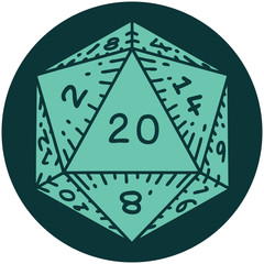 natural 20 D20 dice roll icon