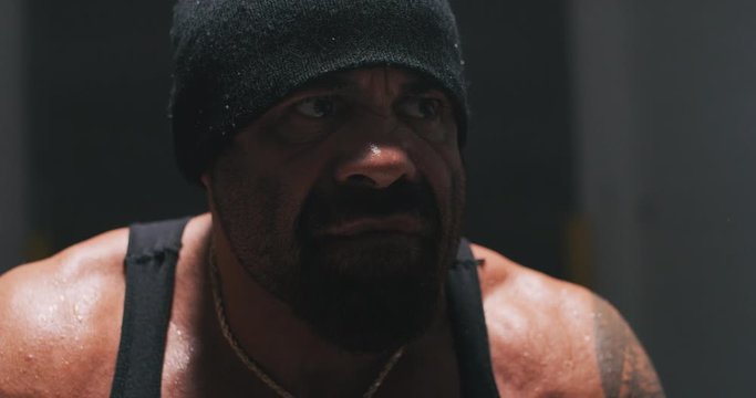 Fighter intensely looking off to the side.
