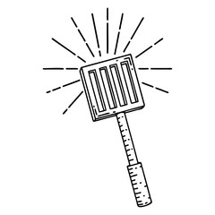 traditional black line work tattoo style kitchen spatula