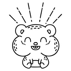 traditional black line work tattoo style happy hamster