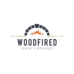 Creative Firewood Oven and Woodfired Concept Logo Design Template - obrazy, fototapety, plakaty