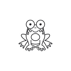 Cute cartoon frog vector line icon
