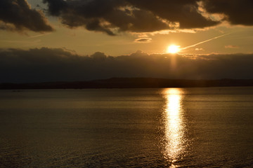 Naklejka premium Sunset over the sea, Japan Okinawa