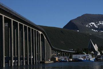  tromso tromsø  water travel tourism sea coast nature port blue landscape sky harbor architecture europe boatship mountain summer bay view city beautifull 