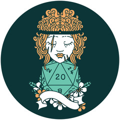 human barbarian with natural 20 dice roll icon