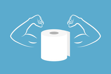 strong roll of toilet paper with muscular arms vector illustration EPS10