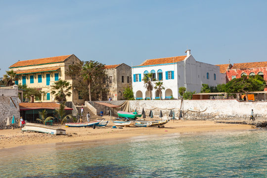 Traditional architecture at Goree island, Dakar, Senegal. West Africa.