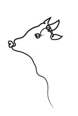 One continuous line drawing of Chinese new year 2021, cow year.
illustration of cow.
