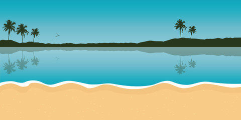 paradise palm beach landscape summer background vector illustration EPS10
