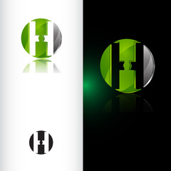 Abstract Vector Design Element - Metal H sphere logo template