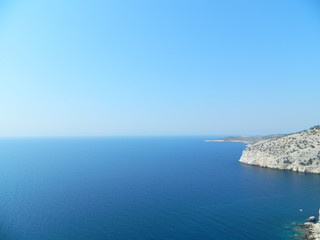 Fototapeta na wymiar Scenic view of the horizon where the line of sea and sky merge in one