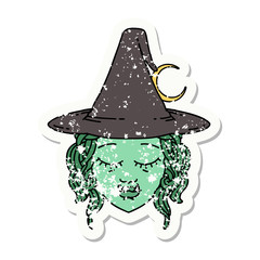 half orc witch character face grunge sticker