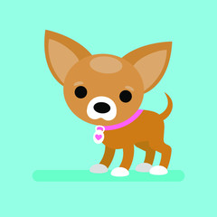 Flat illustration with cute dog. Vector illustration