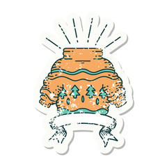 grunge sticker of tattoo style christmas jumper