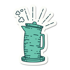sticker of tattoo style coffee jug