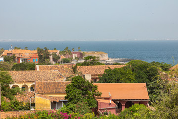 Traditional architecture at Goree island, Dakar, Senegal. West Africa.