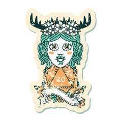 orc druid character with natural twenty dice roll illustration