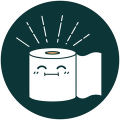 icon of tattoo style toilet paper character