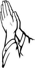 Praying Hands Robe Clothes, Line Art