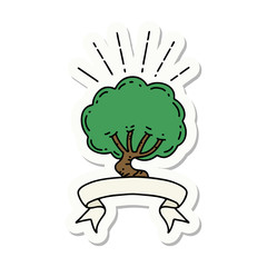 sticker of tattoo style tree