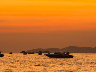 Sunrise over sea at pattaya thailand.