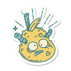 sticker of tattoo style rotten pear