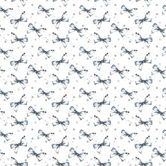Silver sequins and bows seamless pattern. Cute monochrome design