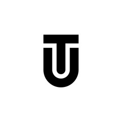 Black and white letter TU initial logo icon